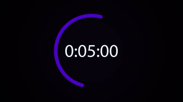 Segmented blue and dark purple ten minute countdown timer shifting smoothly on black backdrop blending as an elegant digital light leaks overlay 4K UHD