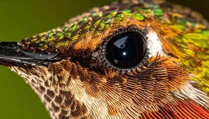 Obraz premium Close-up of colorful hummingbird's face.