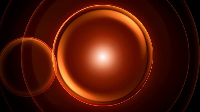 Glowing orange concentric circles abstract energy orb with bright center animation loop