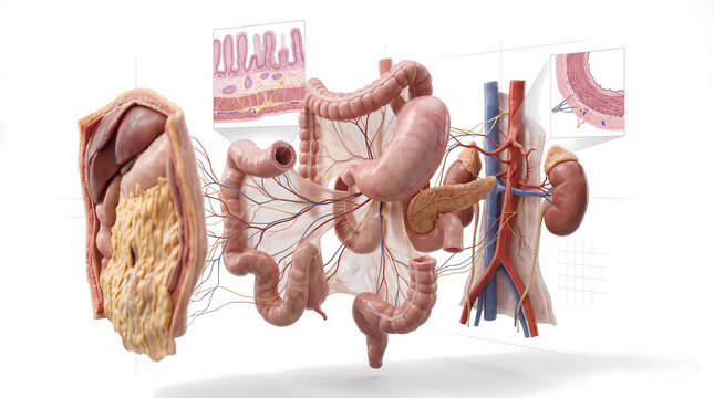 Human Digestive System and Kidneys Anatomy