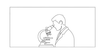 Naklejka premium Scientist looking through a microscope in a laboratory, scientific research, close-up view.