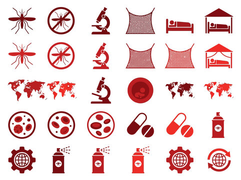 Malaria Prevention and Global Health Icon Set