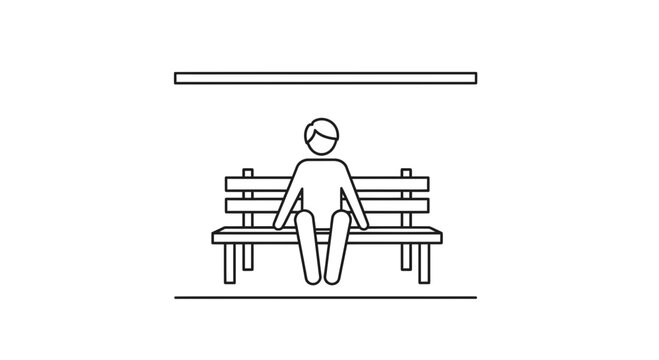 Person sitting on bus stop bench, waiting for public transport, urban scene