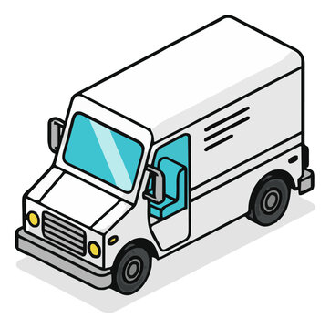 Cyberpunk delivery step van with glowing neon effects. Generative AI