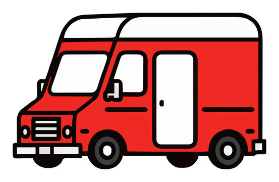 Commercial delivery step van for package shipping. Generative AI