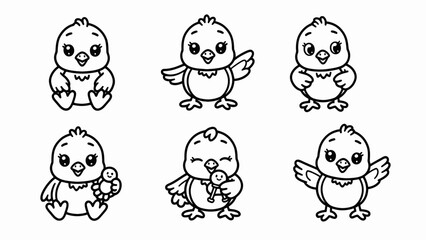 Cute Cartoon Chicks Collection: Baby Birds in Various Poses © Wagiman Studio