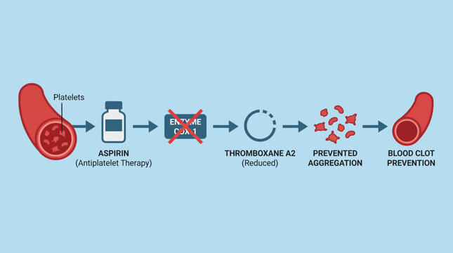 Antiplatelet Therapy Aspirin Mechanism Blood Clot Prevention Diagram