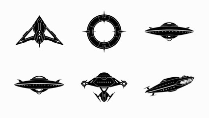 Alien Spaceship Icons: UFOs, Sci-Fi Craft, and Futuristic Flying Objects © Wagiman Studio