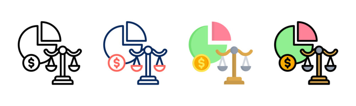 Profit Margin icon set multiple style collection