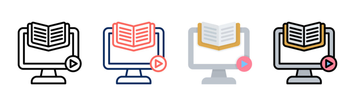 E-Learning Module icon set multiple style collection