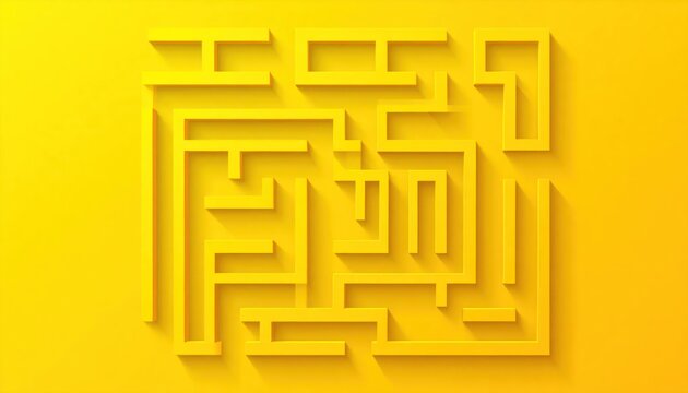 Embossed yellow maze pattern background design.