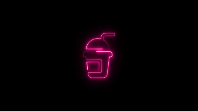 neon smoothie icon with glowing fruit beverage animation on black background
healthy nutrition drink symbol 4k motion design