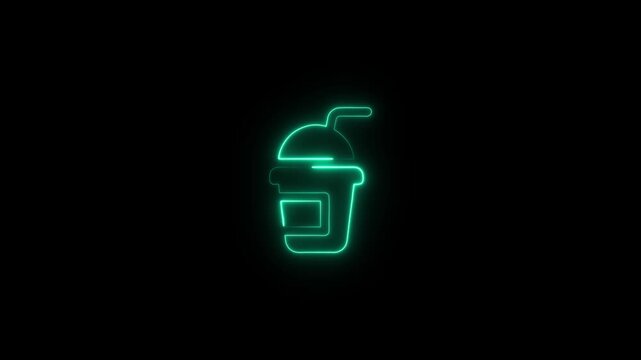 neon smoothie icon with glowing fruit beverage animation on black background
healthy nutrition drink symbol 4k motion design