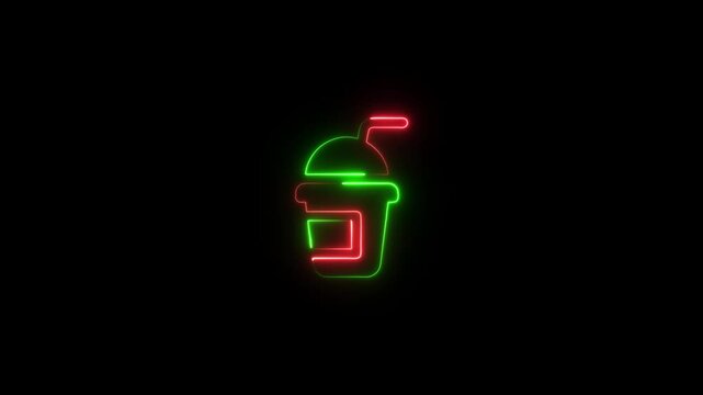 neon smoothie icon with glowing fruit beverage animation on black background
healthy nutrition drink symbol 4k motion design
