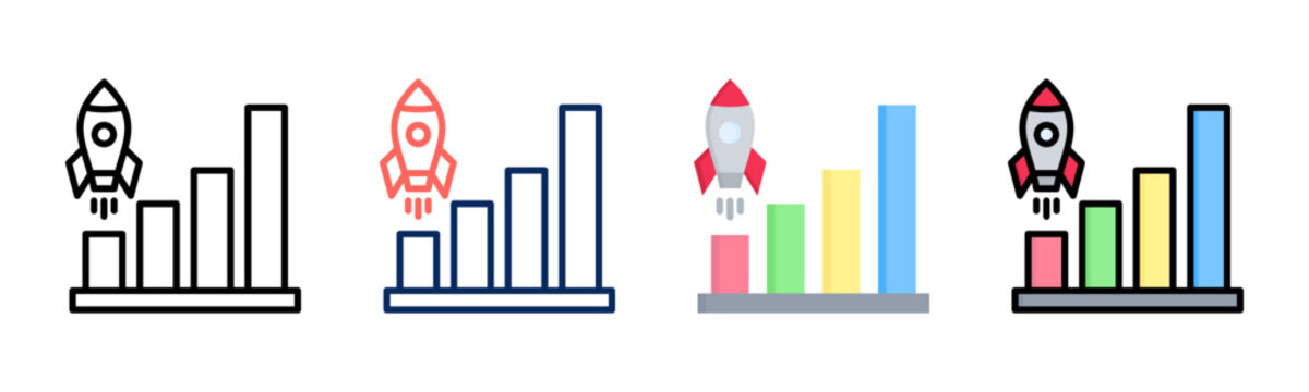 Growth Hacking icon set multiple style collection