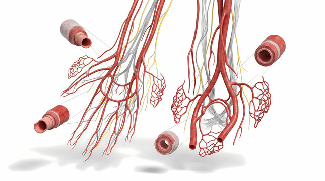 Close-up of Arteries and Veins in the Human Hand and Forearm