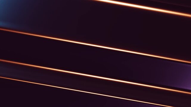 Abstract metallic purple panels shifting with reflective sheen in a futuristic dark technological environment featuring neon copper glowing edges and high-tech minimalist style