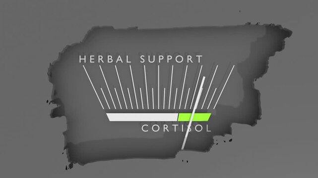 Influence of herbal support on cortisol values. Scales of cause and effect. Meter showing increasing high values. Getting good results. Pharmacy medicine concept. Nutritional support.