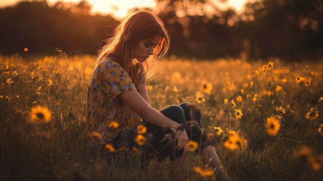 Golden Hour Reflection in a Sun-Kissed Meadow