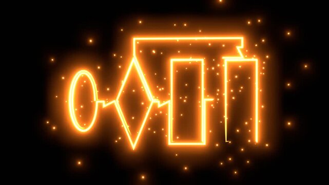 Business processes scheme and workflow glowing with energy and particles.