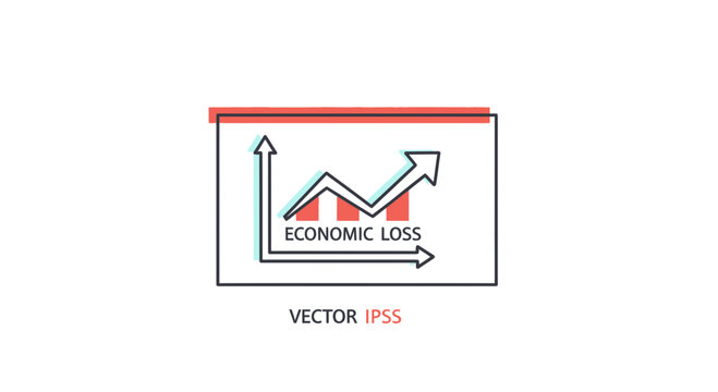 Economic Loss Graph Showing Downturn with Red Bars and Arrow