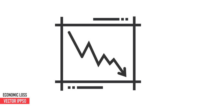 Economic Loss Graph Icon: Downward Trend Arrow, Financial Crisis, Recession