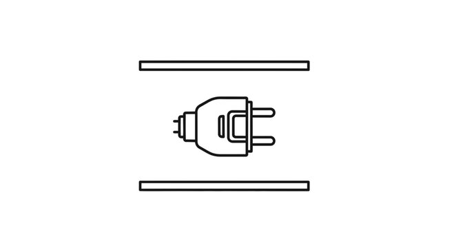 Electric Plug Icon Between Two Parallel Lines, Minimalist Design