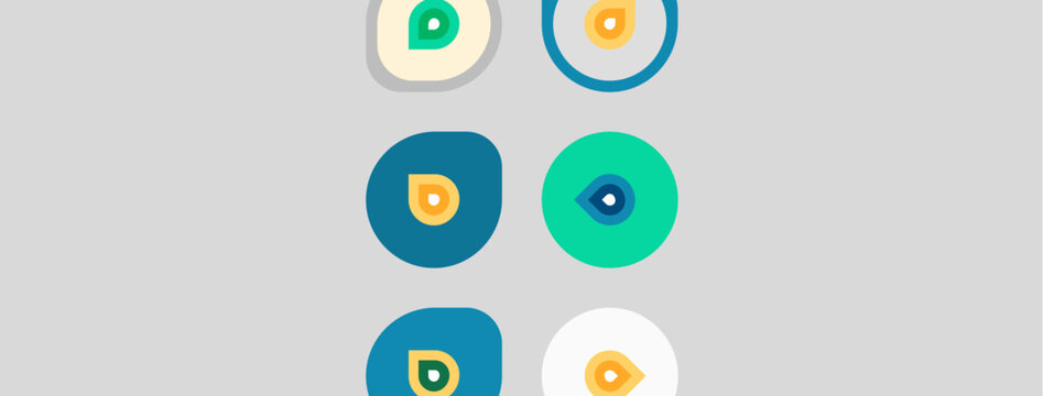Colorful circles with inner shapes present. Geometric patterns, simple design, flat illustration, modern aesthetic. Minimalist composition, visual elements.