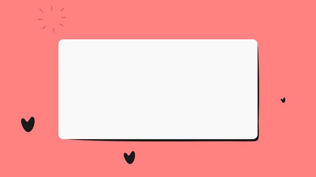 An illustration of a blank white sheet of paper adorned with black heart icons falling downwards, set against a pink background. Suitable for love-themed content.