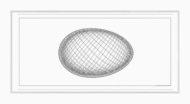 Abstract 3D Egg Shape Wireframe Model on White Background