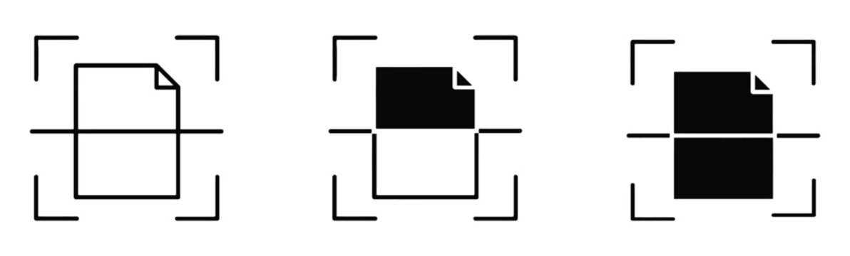 Scan documents icon with line stroke and black silhouette style. Scan documents icon concepts for website projects. Scan documents icon vector Illustration, Solid and stroke Style Icon. 