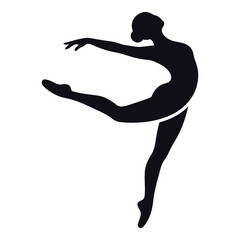 Fototapeta premium Silhouette of a person dancing in a graceful aerial pose with one leg raised high icon
