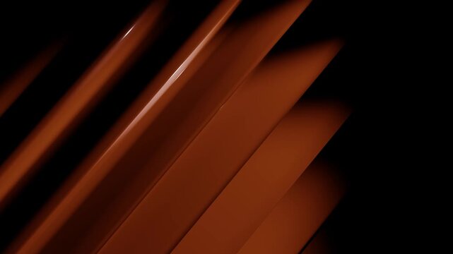 Mahogany gloss 3D diagonal pipes reflecting light in digital abstract environment with high contrast cinematic studio lighting