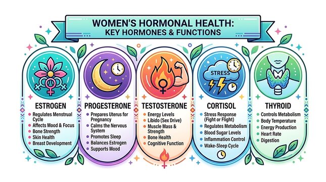 Infographic explaining women hormonal health and endocrine functions