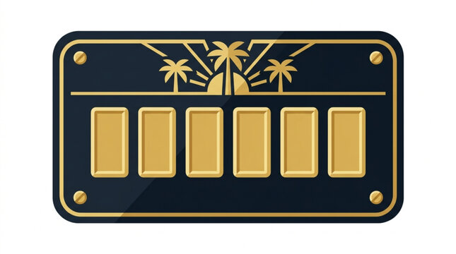 Luxury Gold Bars on a Dark Blue Display with Palm Trees.
