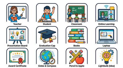 Fototapeta premium Students learn in a classroom with teacher and online resources