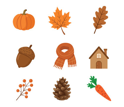 Autumn Season Elements Collection Illustration, vector design