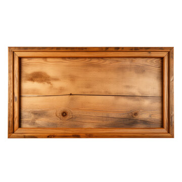 A wooden picture frame holds a weathered wooden panel. The panel displays a rustic, aged wood grain pattern with subtle variations in color and texture.