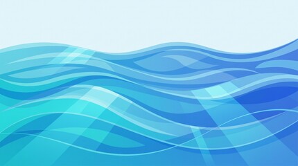 Naklejka premium Modern Blue Ocean Horizon with Layered Wave Patterns