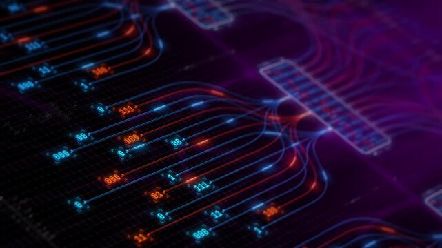 AI Infrastructure Network Processing Binary Data Flow Through Intelligent Digital Architecture Animation
