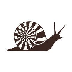 Stylized brown snail silhouette with a geometric spiral shell pattern, isolated on a white background, for nature and, wildlife concepts © dipu