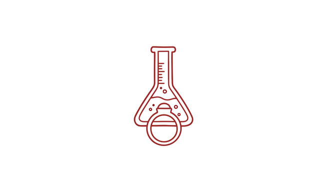 Laboratory Erlenmeyer Flask Simple Line Drawing.