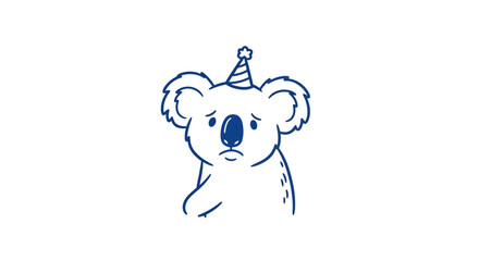Koala Wearing Party Hat Illustration. © Busmarstd