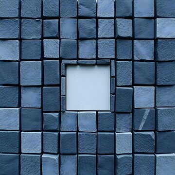 Abstract QR-like Mosaic Pattern with Geometric Blocks and Digital Grid Structure