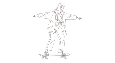 Obraz premium Man Riding Skateboard with Outstretched Arms.