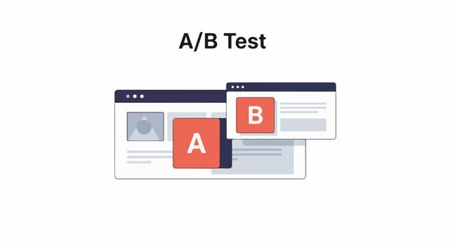 A graphic illustrating A/B testing with two web pages