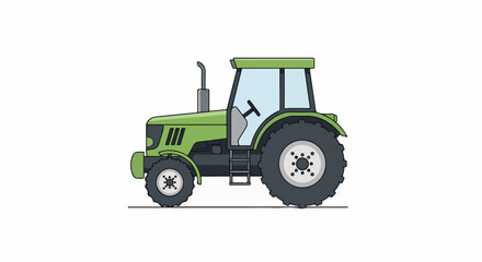 Naklejka premium A green tractor with large tires and a glass-enclosed cab