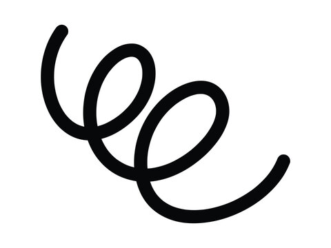 Abstract Minimalist Black Spiral Line Icon, Hand Drawn Swirl and Curly Loop Vector Graphic Element