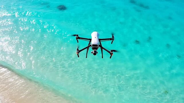 Breathtaking Drone Glide Over Shallow Ocean Depths