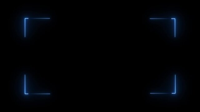 neon corner frame animation with glowing blue light borders.